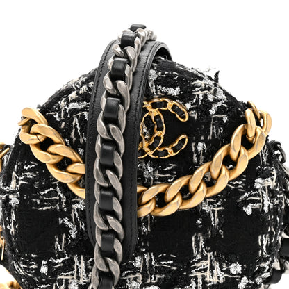 Chanel Tweed Quilted 19 Round Clutch With Chain Black White 8 of 10