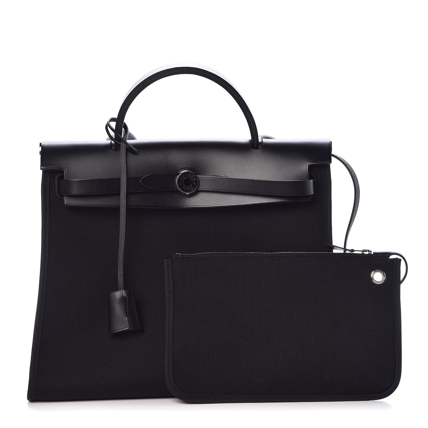 Hermes Military Toile Vache Hunter Herbag Zip PM 31 Black 1 of 10