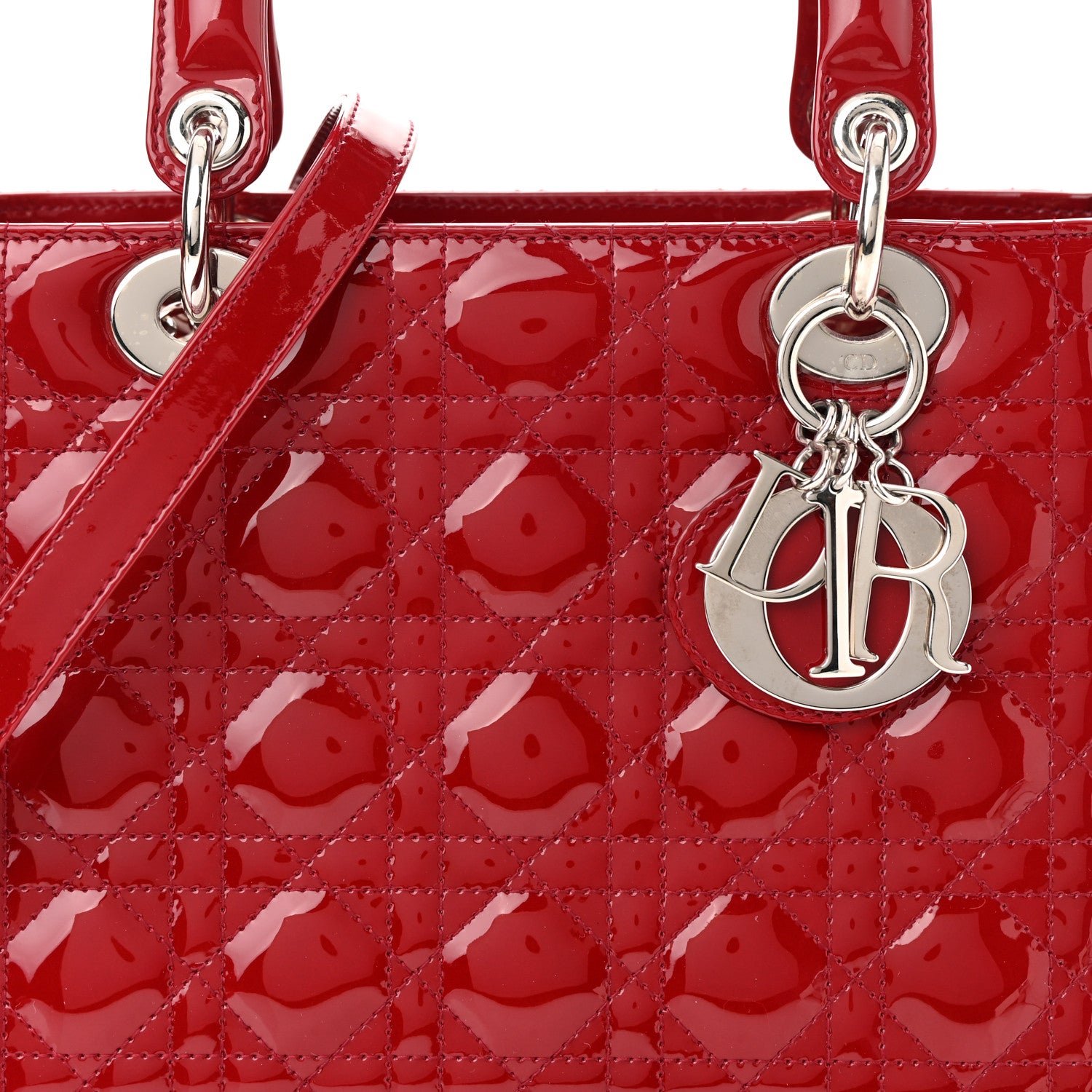 Christian Dior Patent Cannage Medium Lady Dior Red 8 of 11