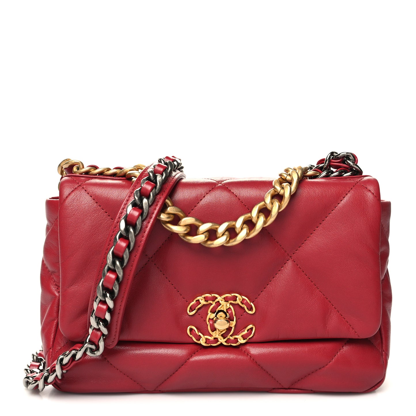 Goatskin Quilted Medium Chanel 19 Flap Red