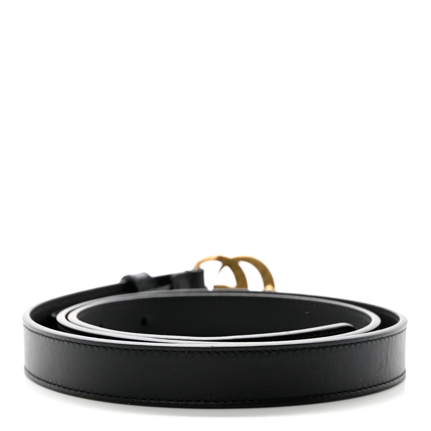 Calfskin Pearl Double G 20mm Belt 90 36 Black Cream