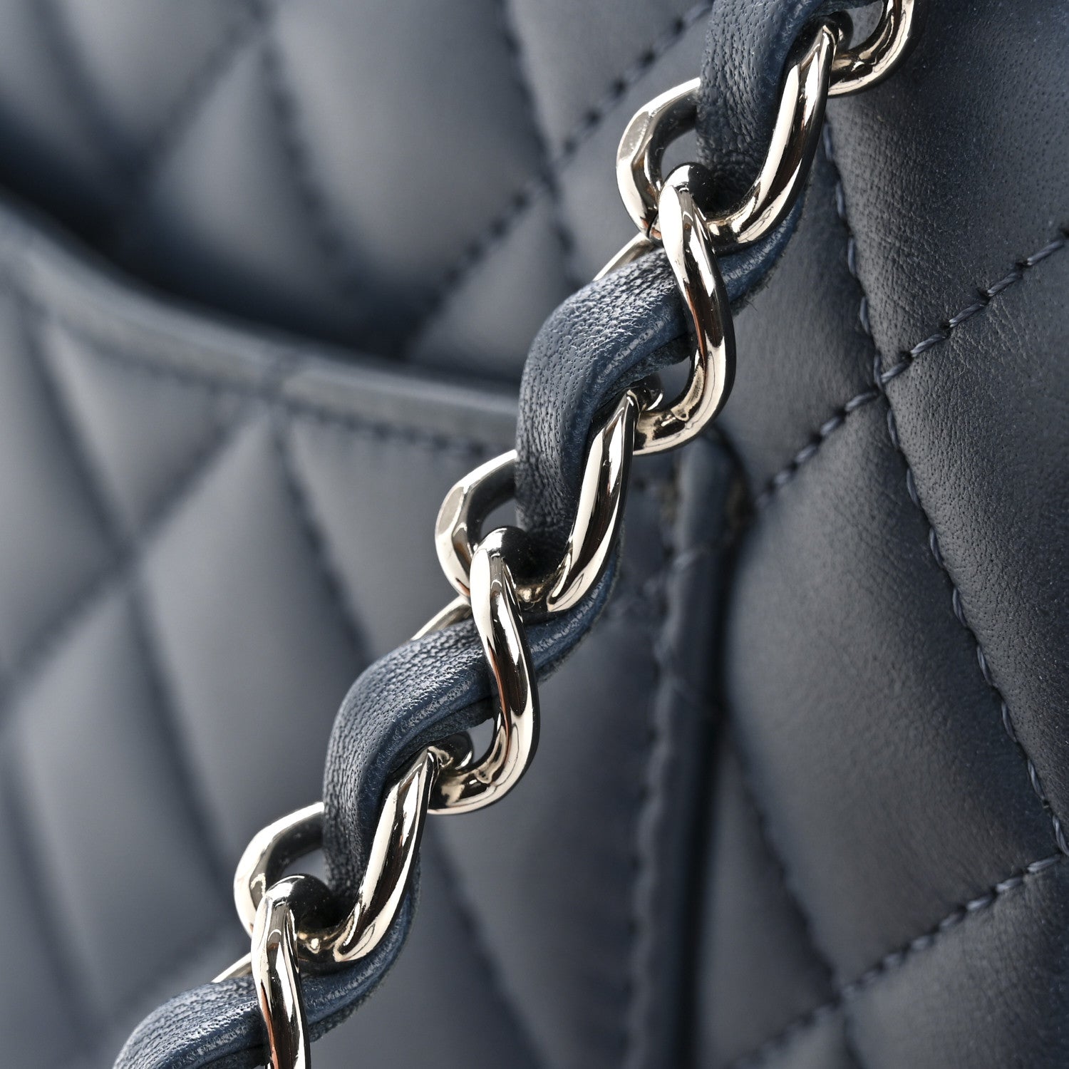 Chanel Lambskin Quilted Mini Rectangular Flap Blue 13 of 14