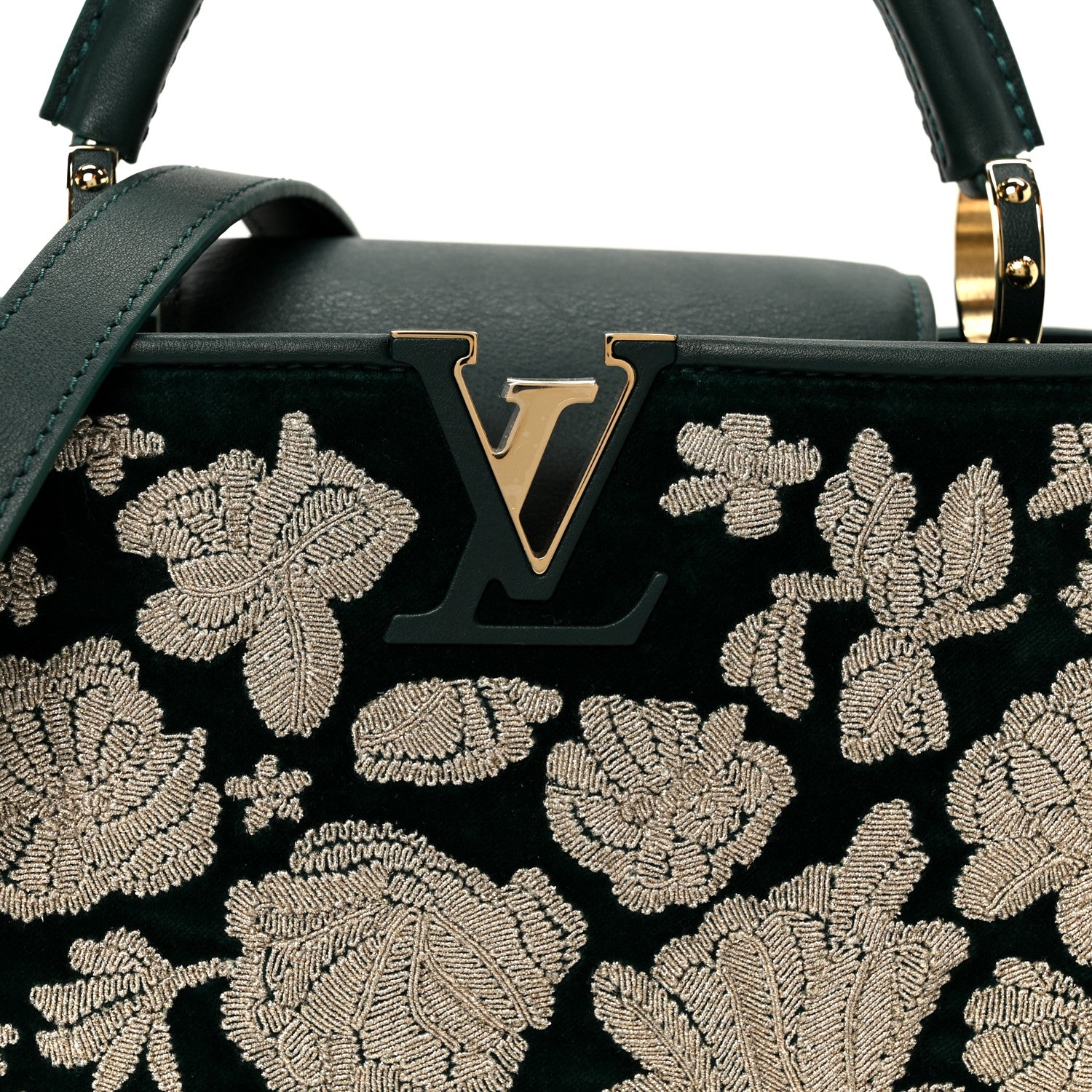 Louis Vuitton Velvet Embroidery Capucines BB Green 8 of 10