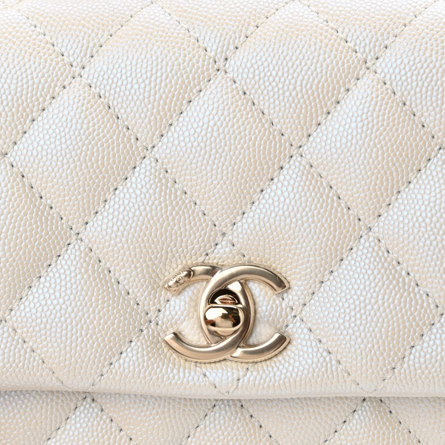 Chanel Iridescent Caviar Quilted Extra Mini Coco Handle Flap Ivory 8 of 10