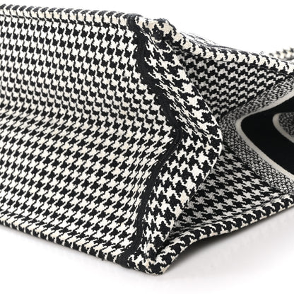 Christian Dior Canvas Houndstooth Embroidered Large Book Tote Black White 10 of 10
