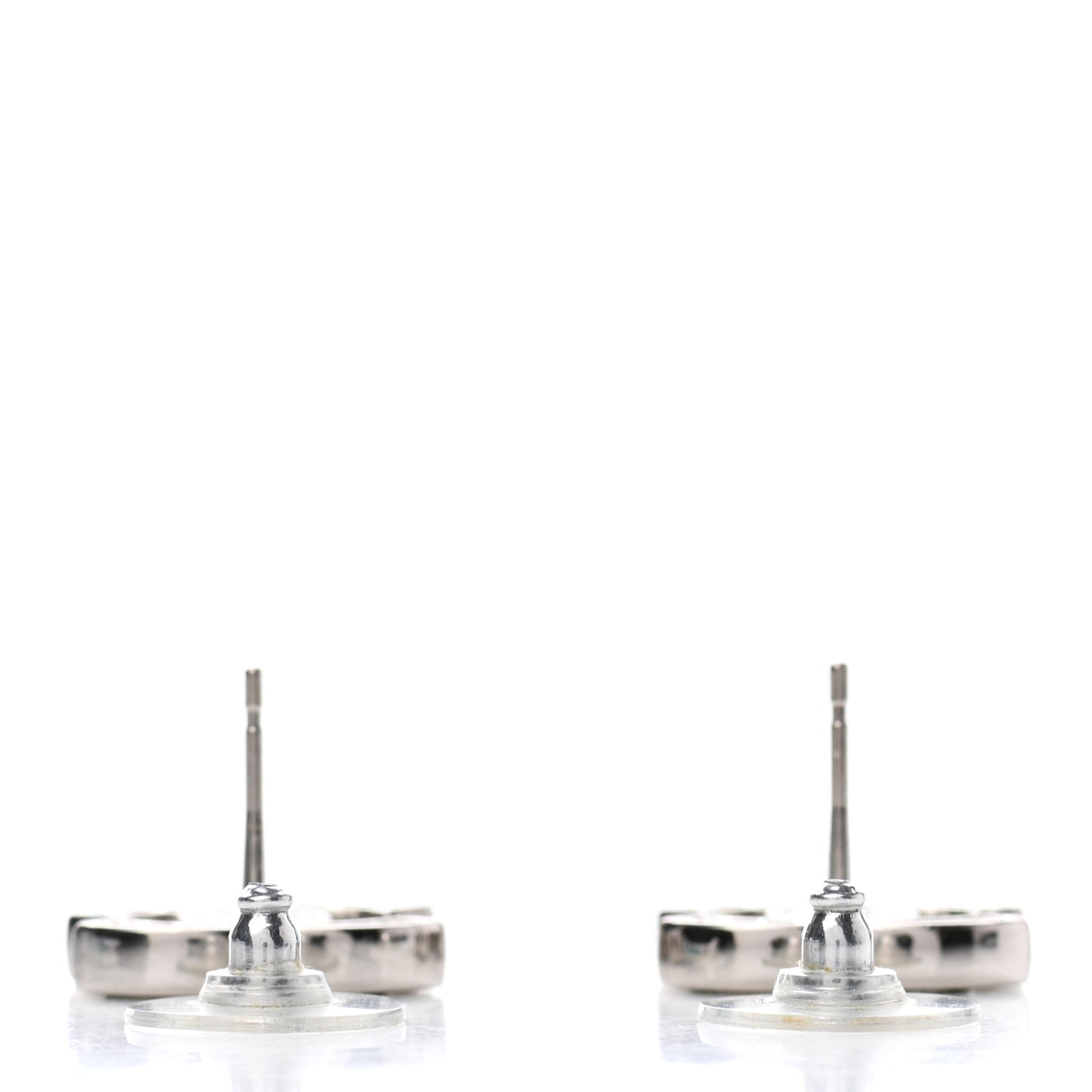 Baguette Crystal CC Earrings Silver