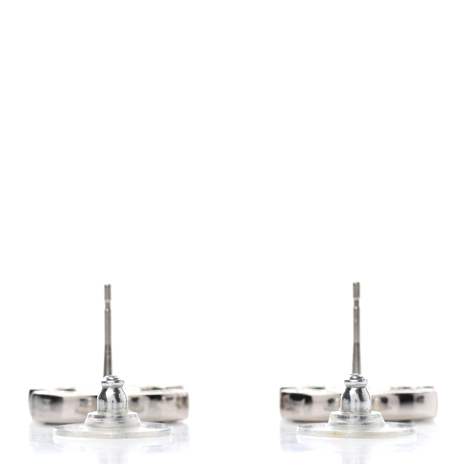 Chanel Baguette Crystal CC Earrings Silver 3 of 5
