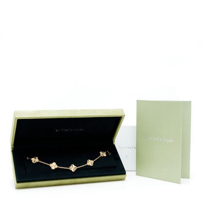 Van Cleef & Arpels 18K Yellow Gold 5 Motifs Guilloche Vintage Alhambra Bracelet 6 of 6
