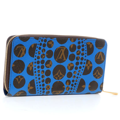 Louis Vuitton Monogram Kusama Pumpkin Dots Zippy Wallet Blue 3 of 9