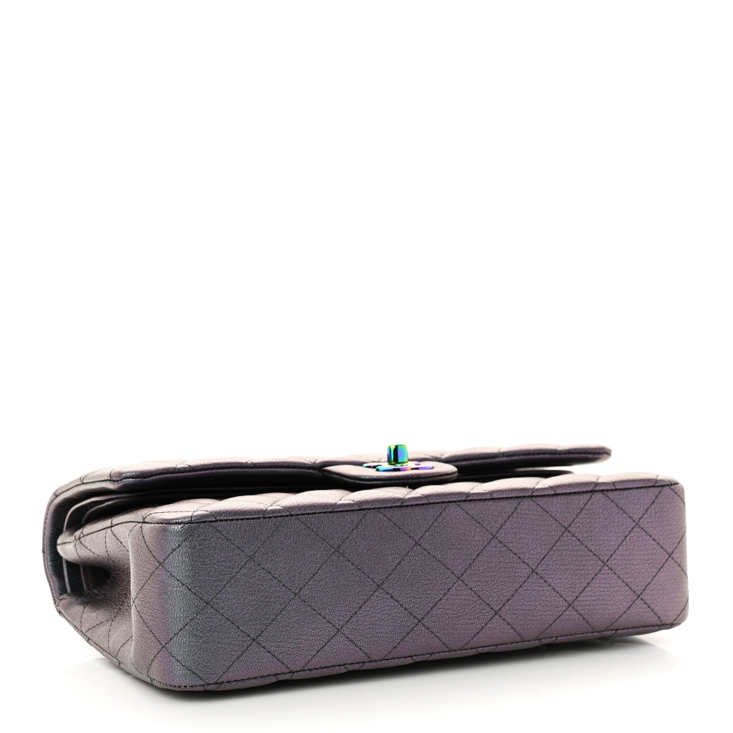 Chanel Iridescent Goatskin Quilted Medium Double Flap Purple 4 of 12