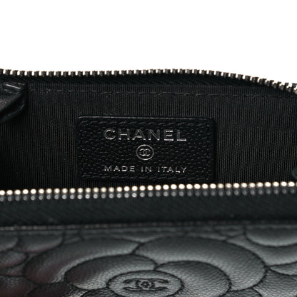 Chanel Caviar Camellia Embossed Key Holder Case Black 6 of 7