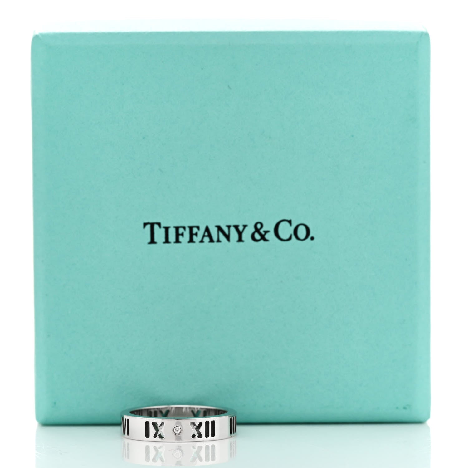 Tiffany 18K White Gold Diamond Atlas Pierced Ring 46 3.75 5 of 5