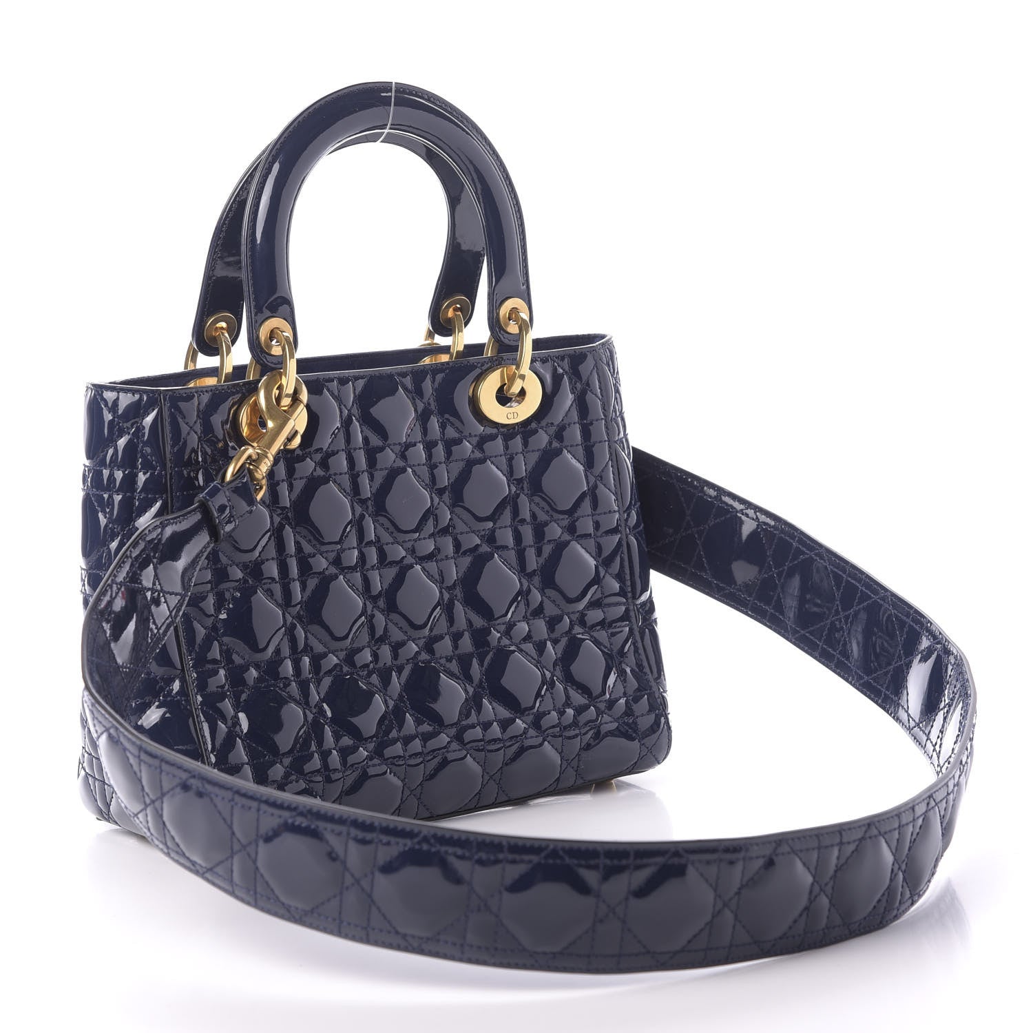 Christian Dior Patent Cannage Medium Lady Dior Navy Blue 3 of 9