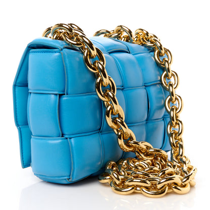Bottega Veneta Lambskin Maxi Intrecciato Padded Chain Cassette Crossbody Bag Swimming Pool 3 of 13