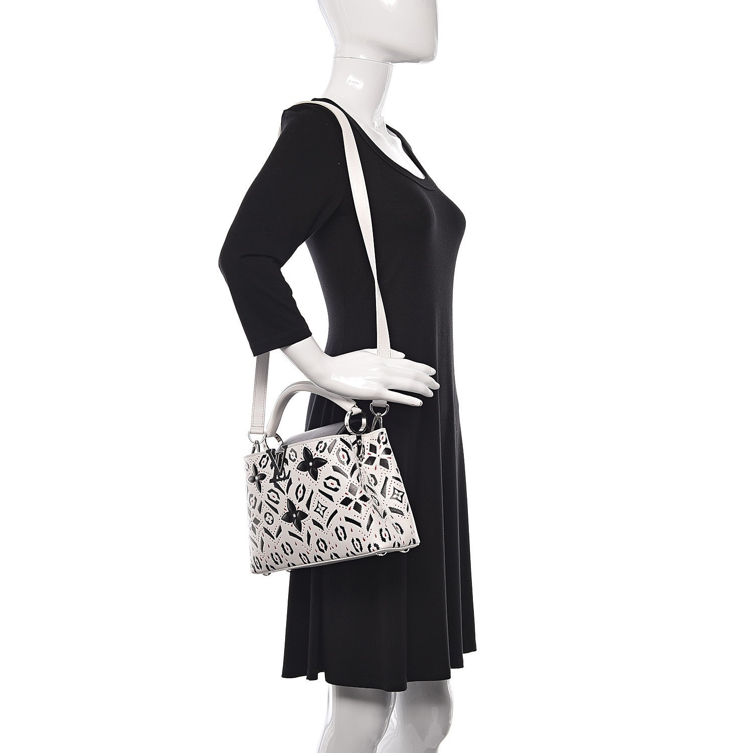 Louis Vuitton Taurillon Fleur Motif Capucines BB Black White 2 of 9