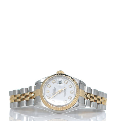 Rolex Stainless Steel 18K Yellow Gold Diamond 26mm Oyster Perpetual Datejust Watch White 79173 2 of 6