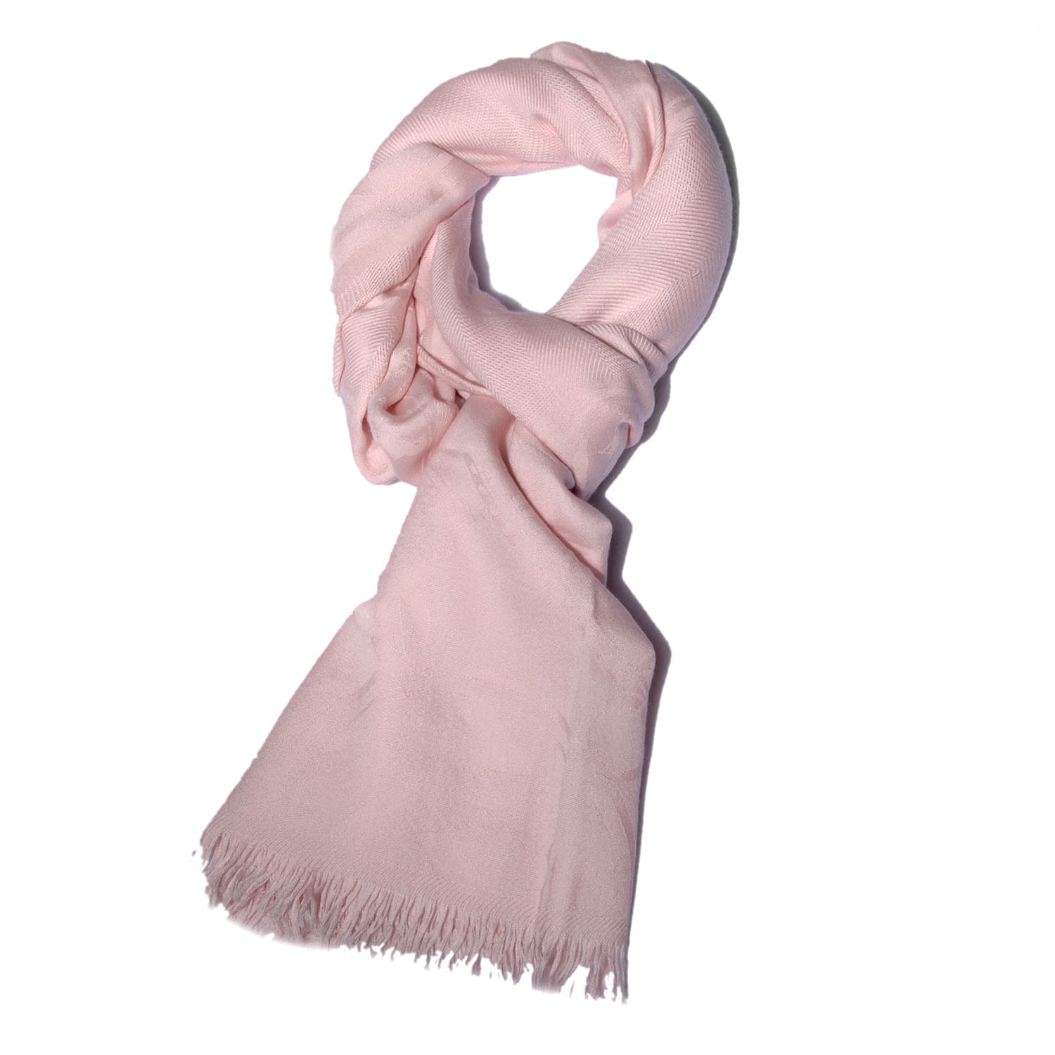 Hermes Cashmere Silk Jacquard New Libris Scarf Rose Nacre 1 of 6