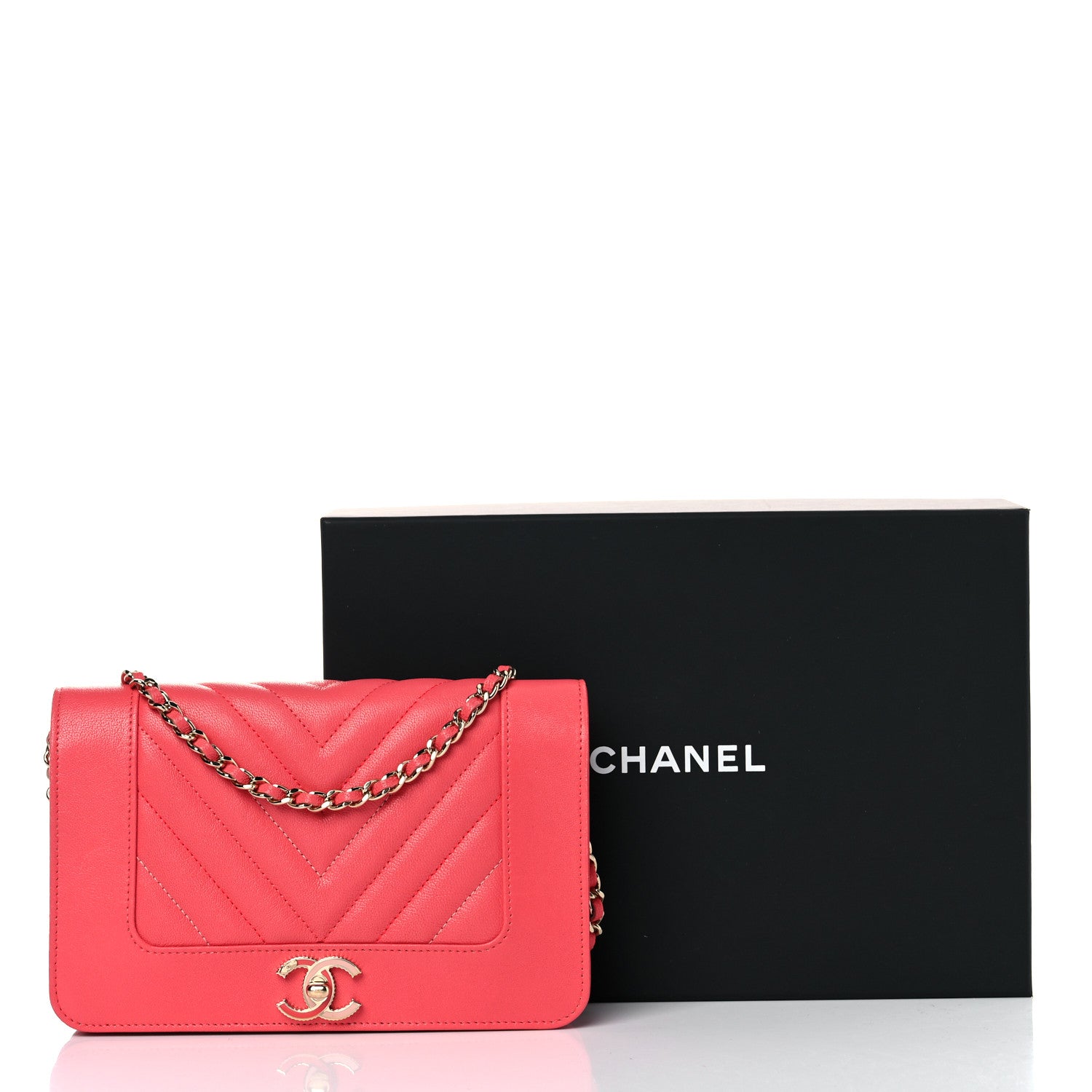 Chanel Chevron Quilted Vintage Mademoiselle Wallet On Chain WOC Dark Pink 15 of 15