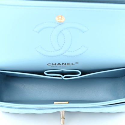 Chanel Caviar Quilted Small Double Flap Light Blue 5 of 11
