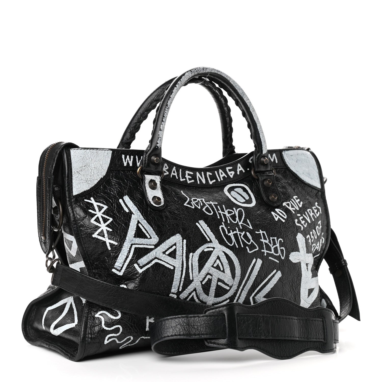 Balenciaga Agneau Arena Graffiti All Over Classic Hardware City Black White 3 of 10