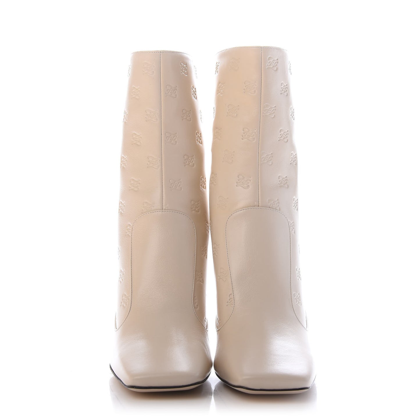 Vitello Karligraphy Embossed FFreedom High Heel Ankle Boots 39 Camelia