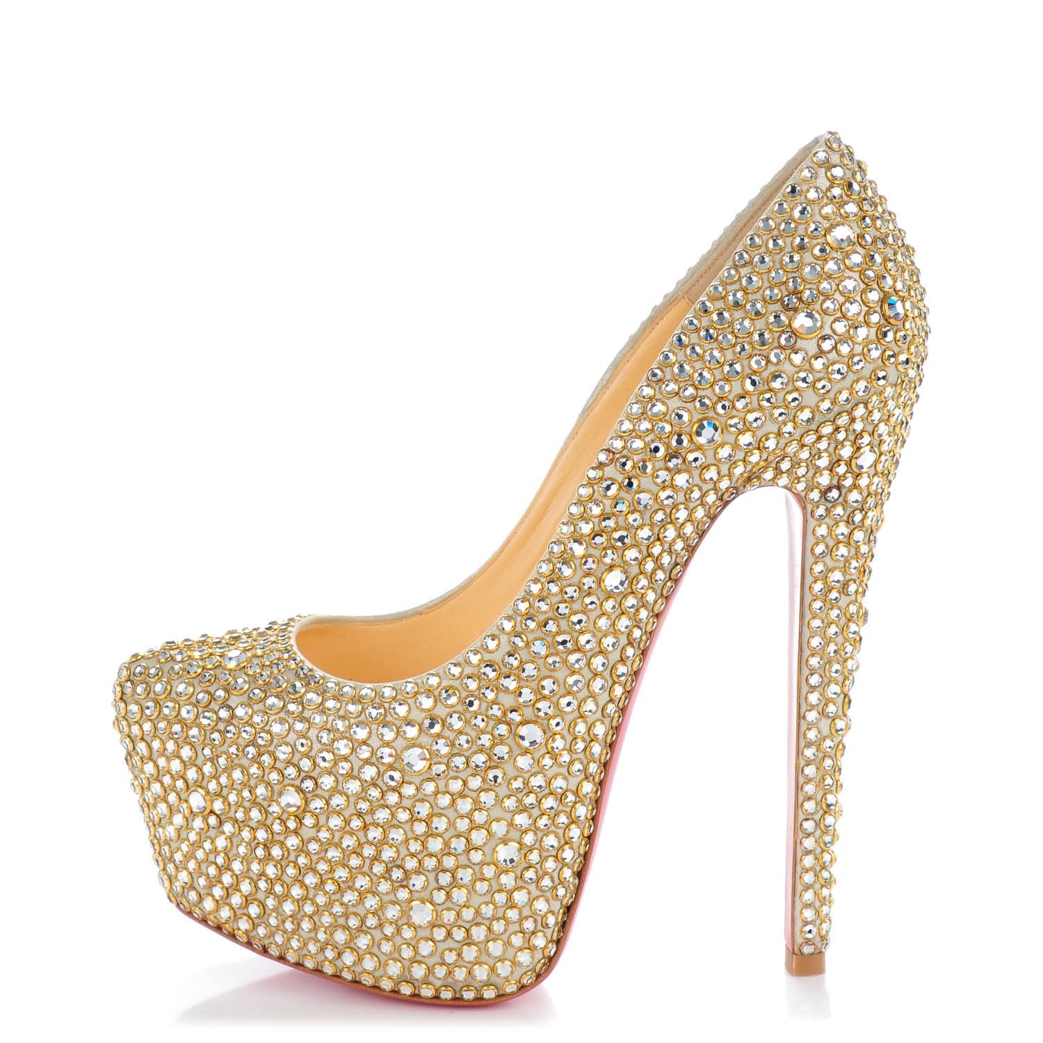 Christian Louboutin Crystal Suede Burma Daffodile Strass 160 Pumps 35.5 Gold 1 of 8