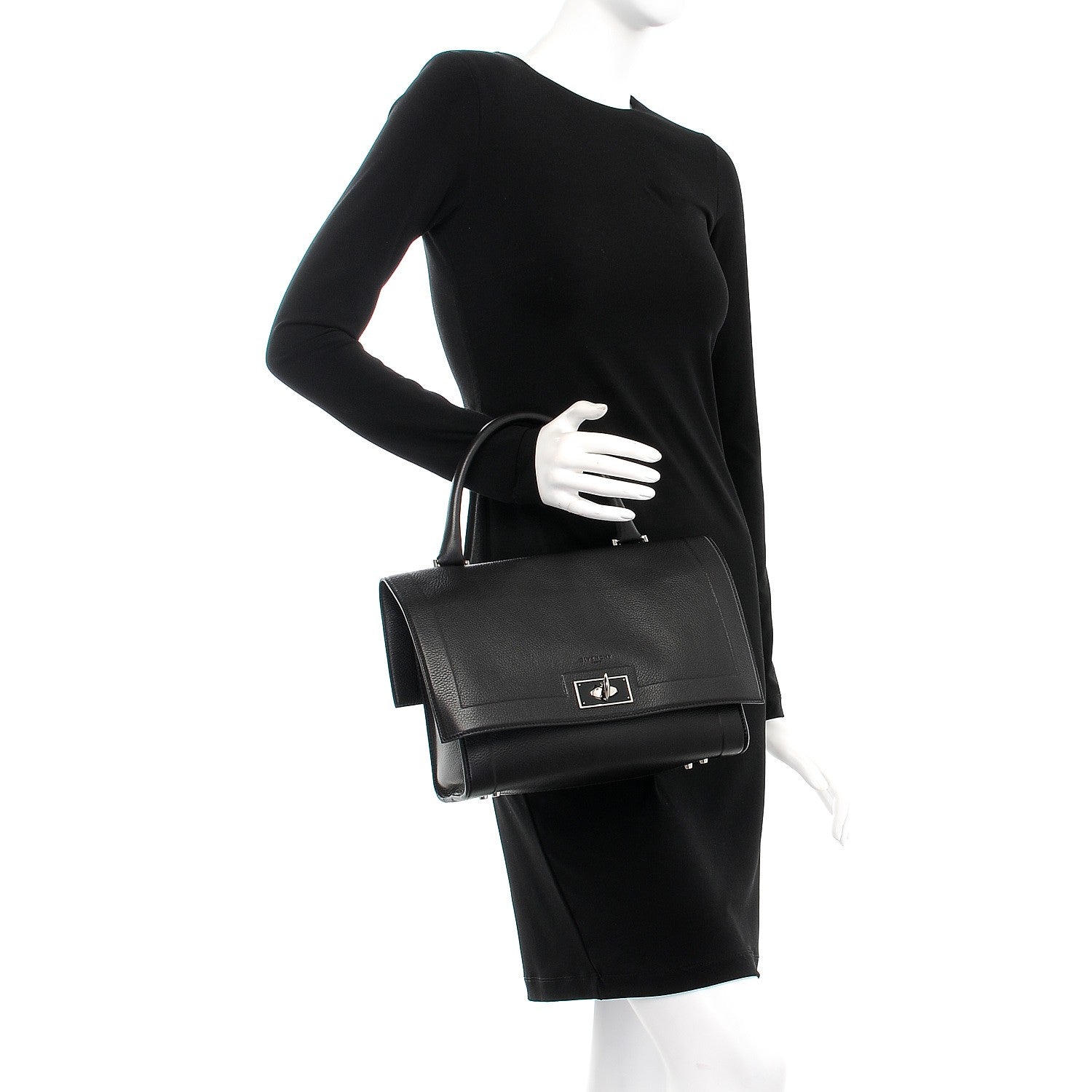 Givenchy Grained Calfskin Small Shark Lock Satchel Black 3 of 8