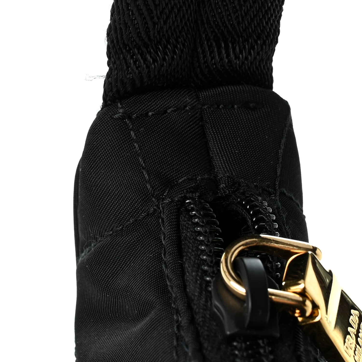 Prada Tessuto Nylon Stitched Shoulder Bag Black 11 of 12