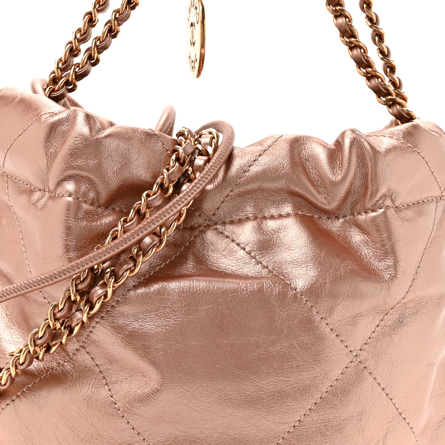 Metallic Calfskin Quilted Mini Chanel 22 Copper