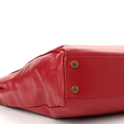Saint Laurent Calfskin Suede North South Reversible Shopping Tote Red 8 of 10