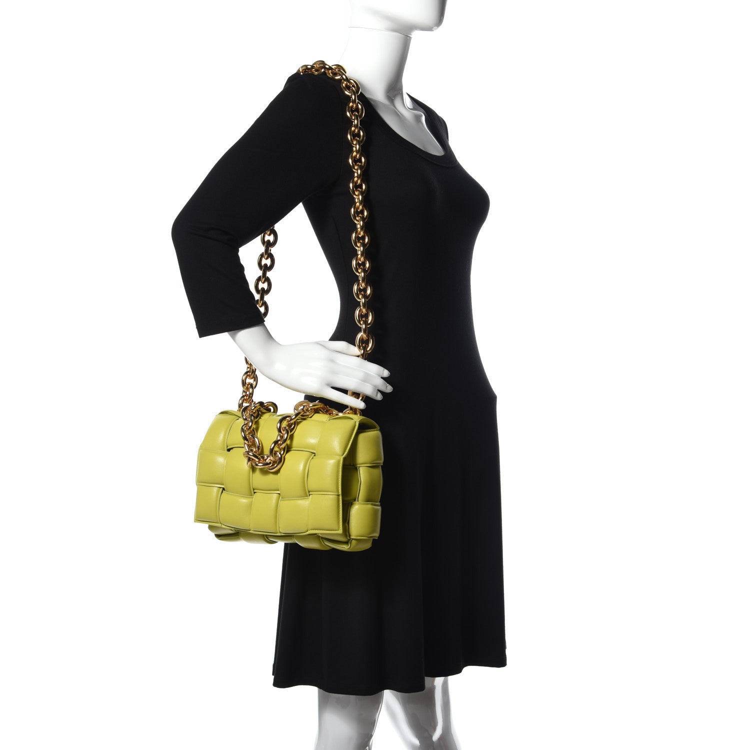 Bottega Veneta Lambskin Maxi Intreccio Padded Chain Cassette Crossbody Bag Kiwi 2 of 9
