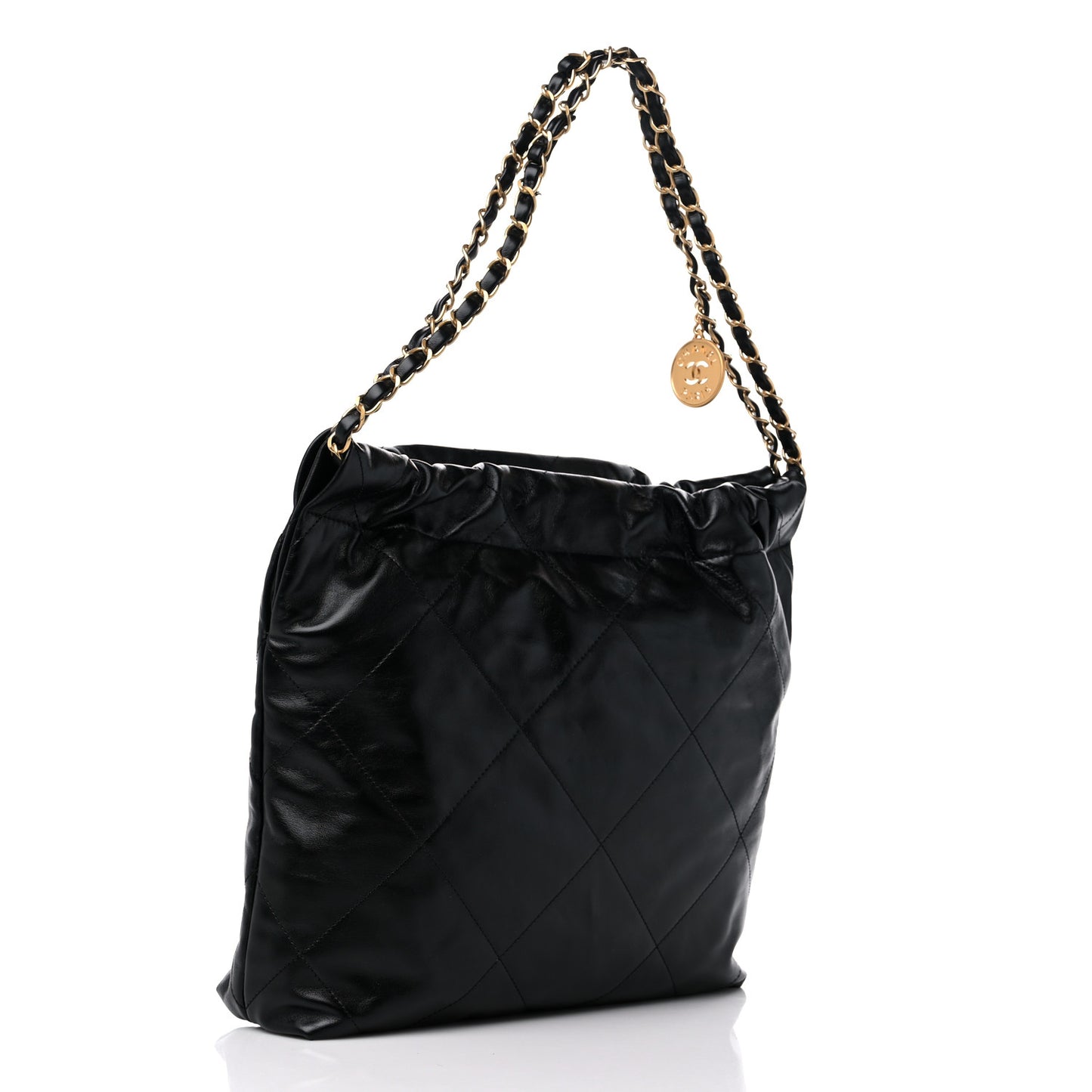 Shiny Calfskin Quilted Small Chanel 22 Black