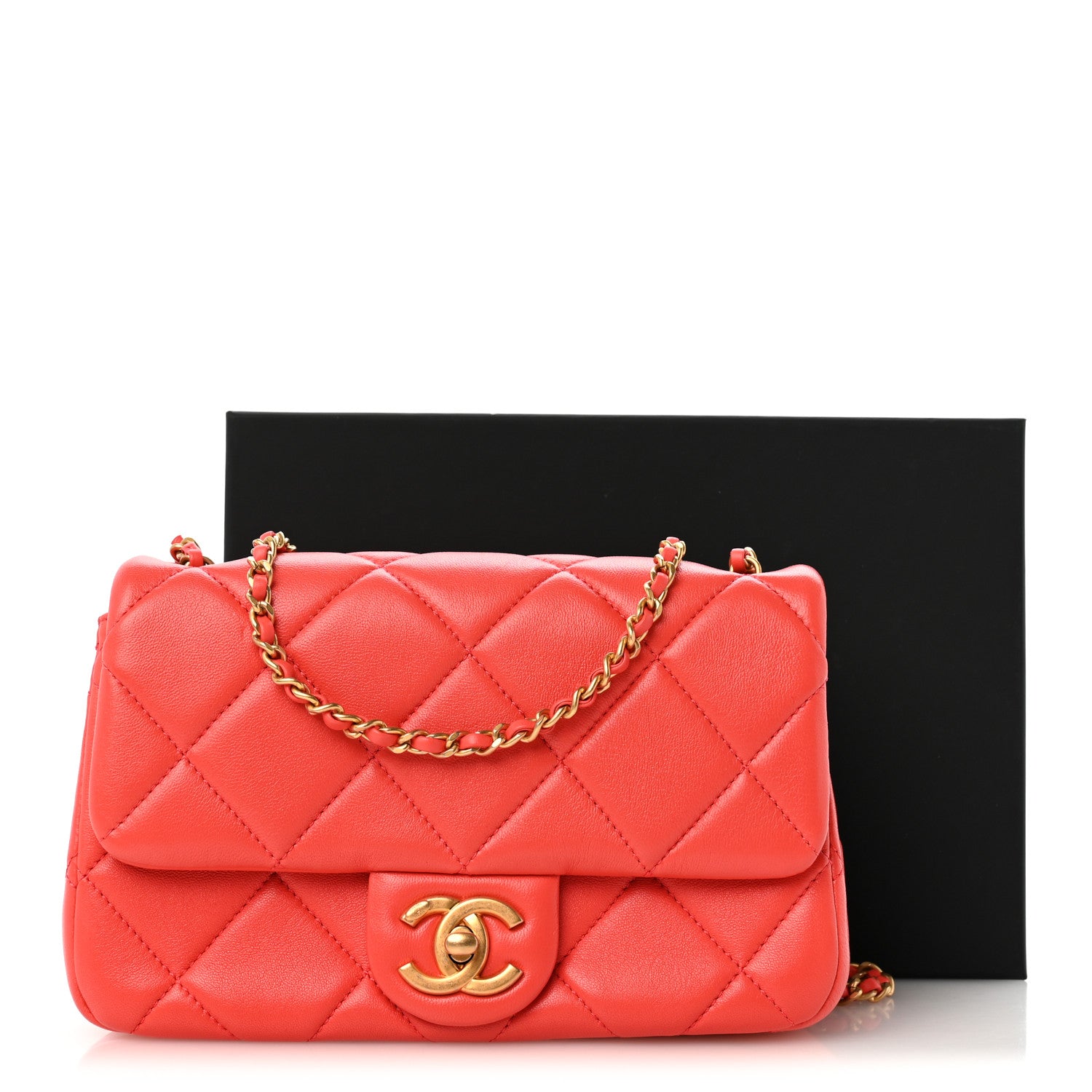 Chanel Lambskin Quilted Pearl Small Flap Dark Orange 12 of 12