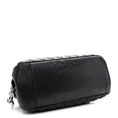 Chanel Lambskin Bubble Quilt Small Double Bowling Bag Black 4 of 11
