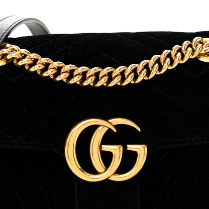 Gucci Velvet Matelasse Mini GG Marmont Shoulder Bag Black 8 of 10