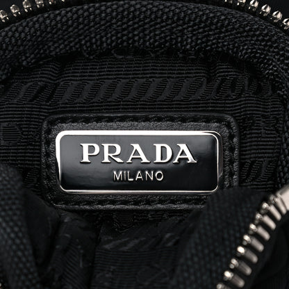 Prada Spazzolato Rois Nylon Metal Triangle Logo Monolith Pouch Pocket 55mm Boots 37 Black 10 of 16