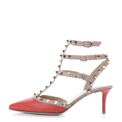 Valentino Garavani Nappa Rockstud Ankle Strap 65mm Pumps 38 Deep Coral Poudre 1 of 12