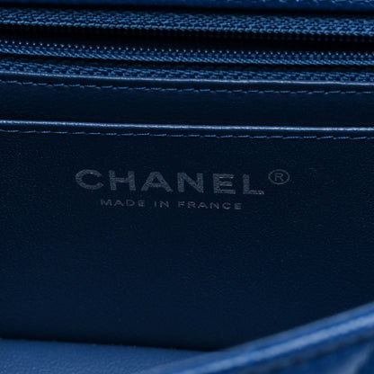 Chanel Caviar Chevron Quilted Mini Rectangular Flap Blue 6 of 10