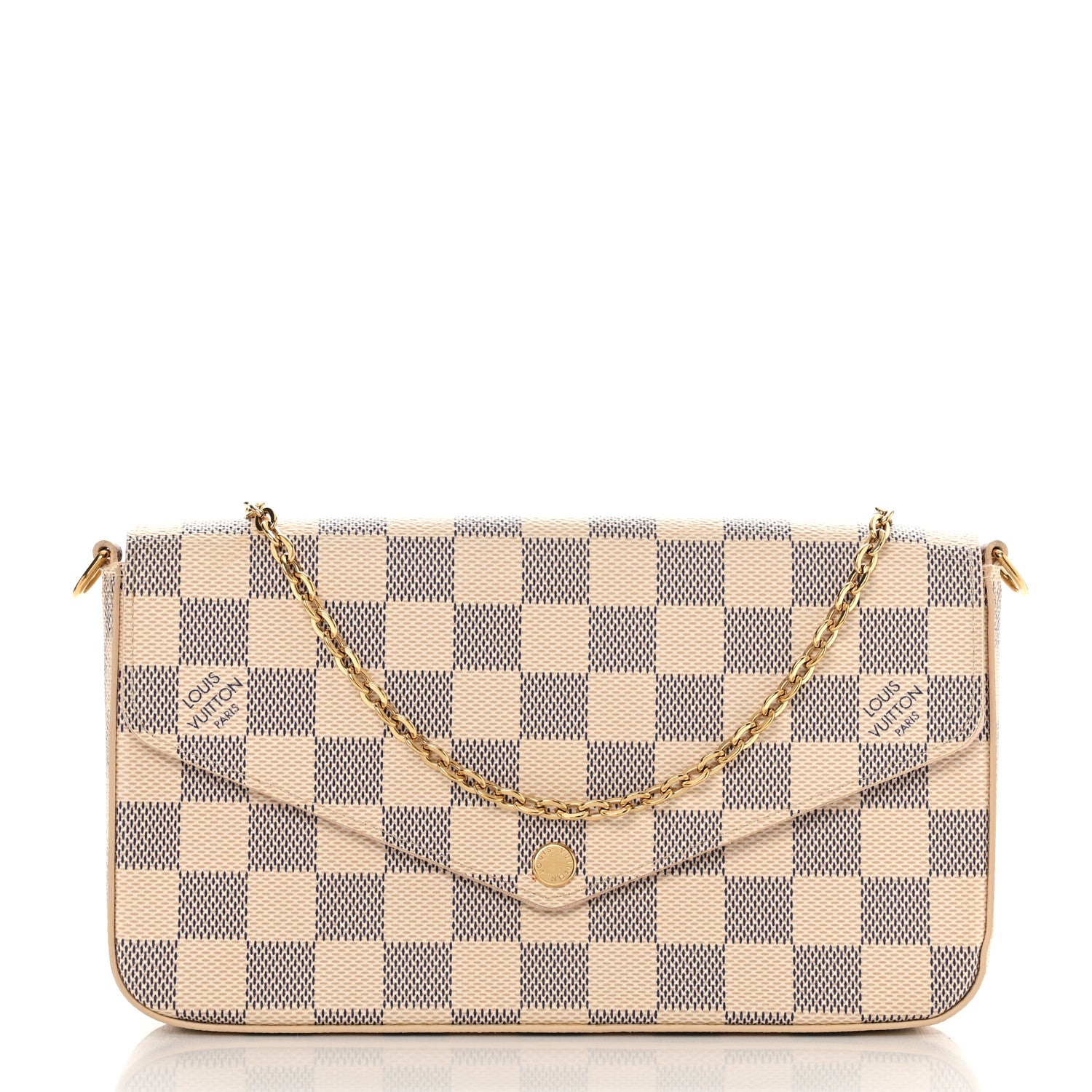 Louis Vuitton Damier Azur Pochette Felicie Chain Wallet Rose Ballerine 3 of 17