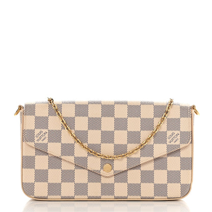 Louis Vuitton Damier Azur Pochette Felicie Chain Wallet Rose Ballerine 3 of 17