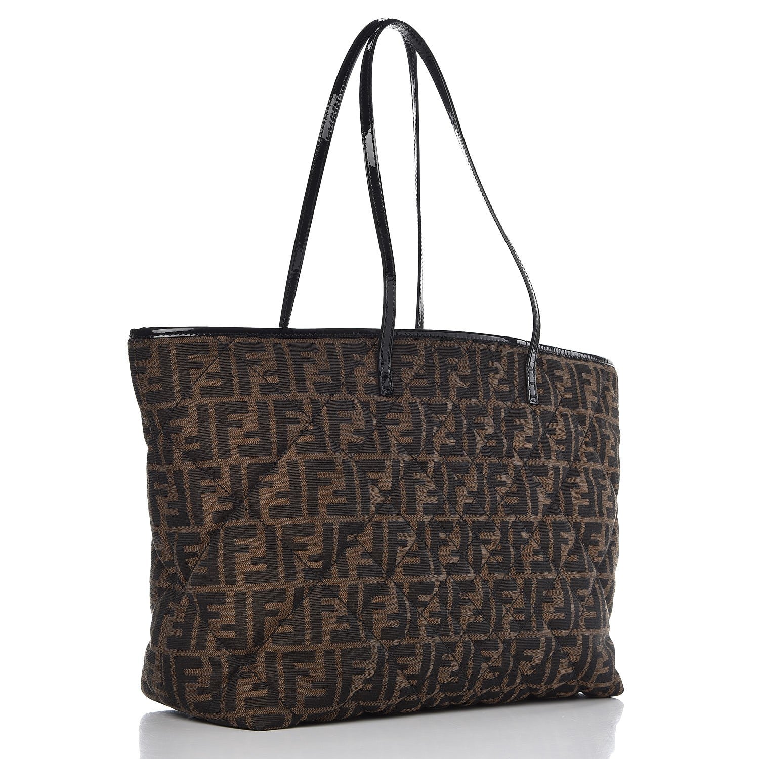 Fendi Zucca Quilted Medium Roll Tote Tobacco Black 3 of 7