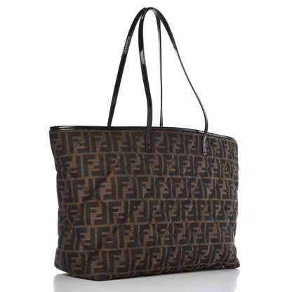 Fendi Zucca Quilted Medium Roll Tote Tobacco Black 3 of 7