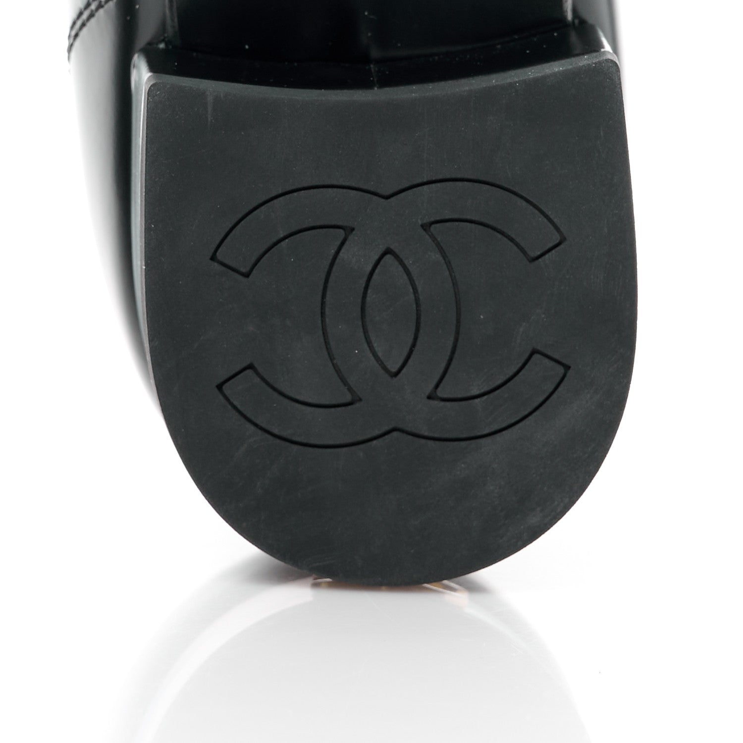 Chanel Shiny Calfskin Logo Loafers 35 Black 7 of 11