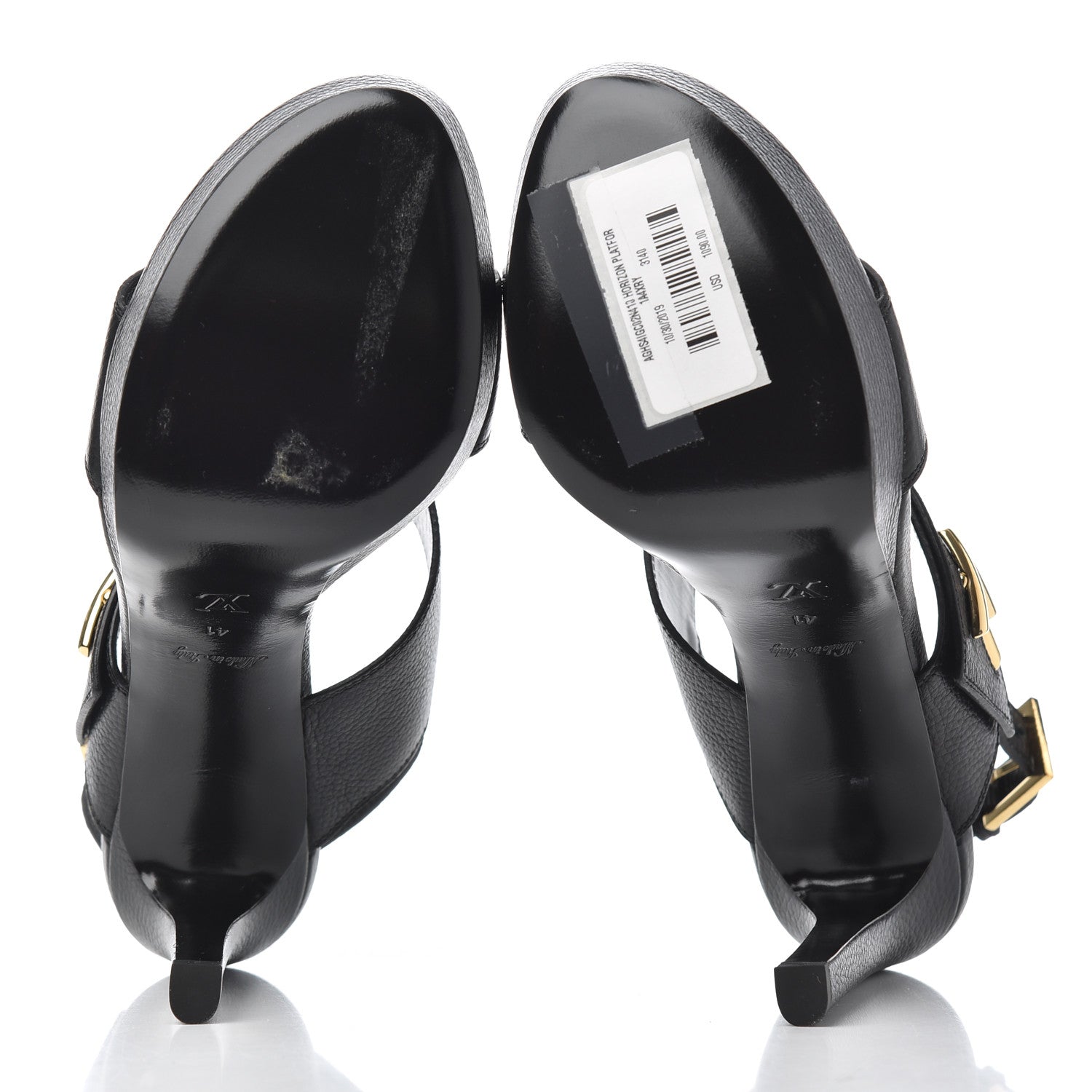 Louis Vuitton Grained Calfskin Horizon Platform Sandals 41 Black 5 of 11