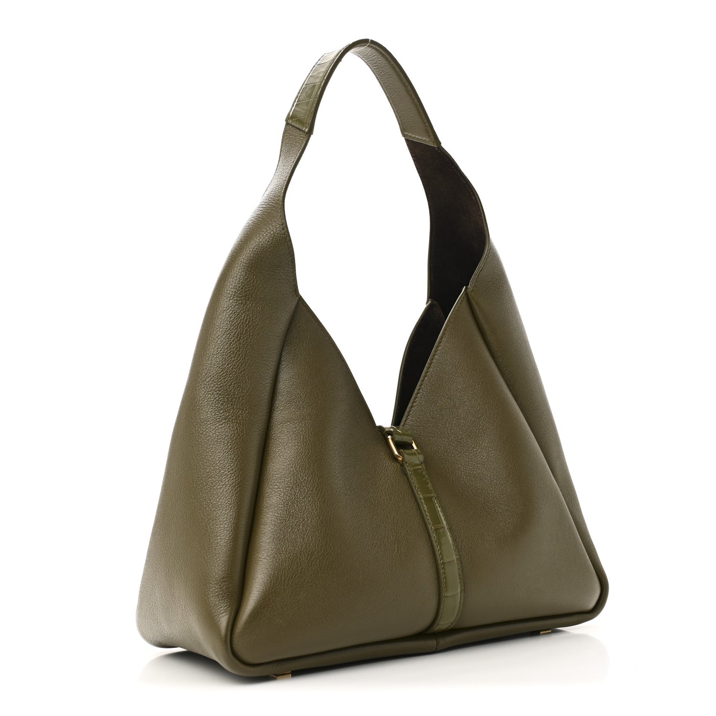 Calfskin Crocodile Embossed Medium G-Lock Hobo Dark Khaki