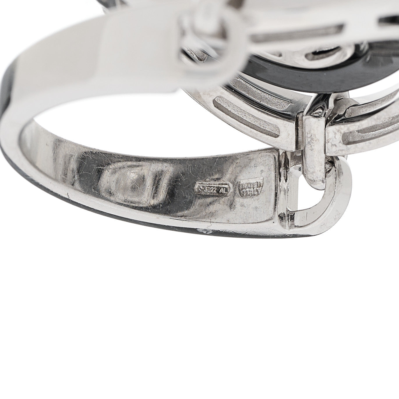 18K White Gold Black Ceramic Astrale Cerchi Ring 56 7.5