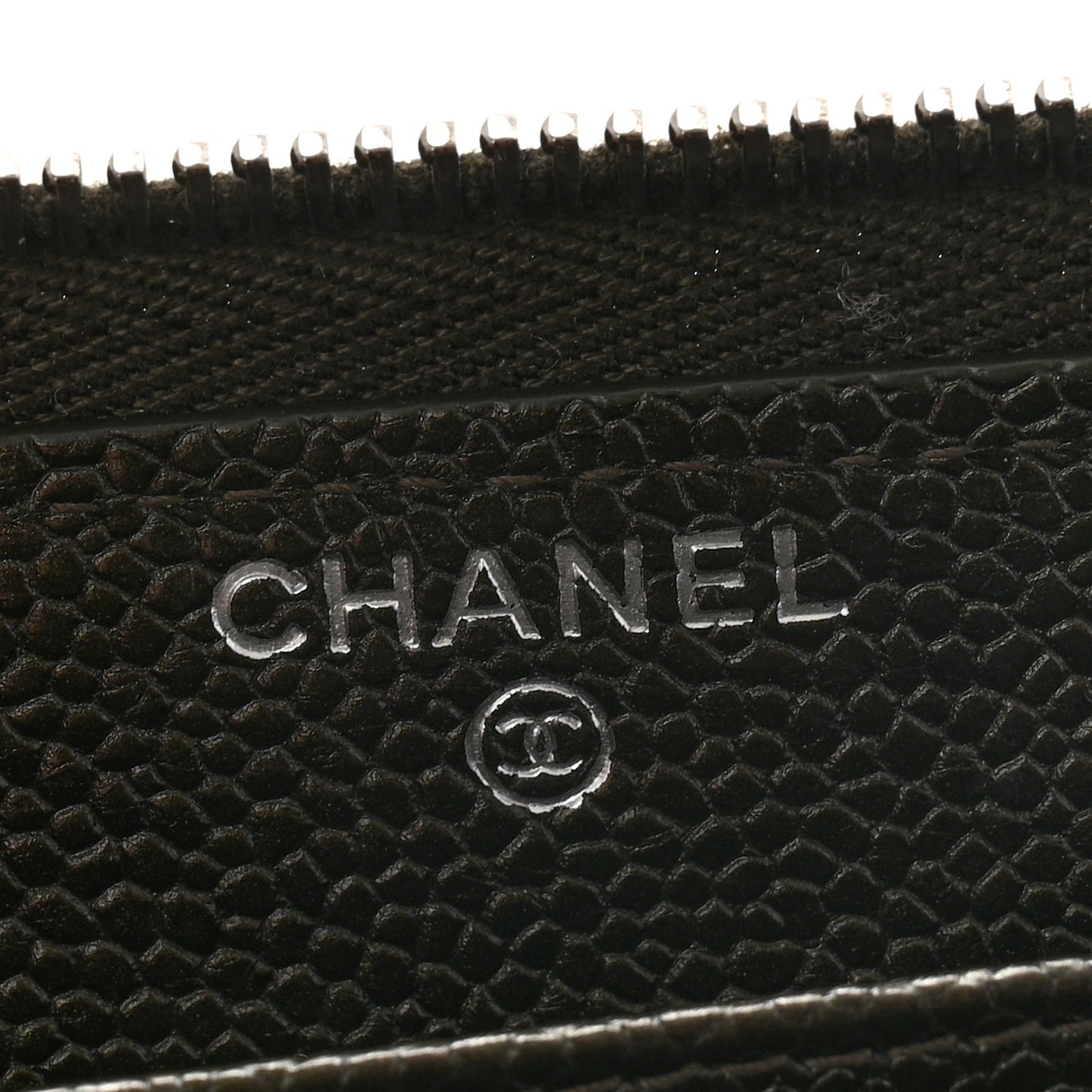 Metallic Caviar Quilted Large Gusset Zip Around Wallet Dark Charcoal