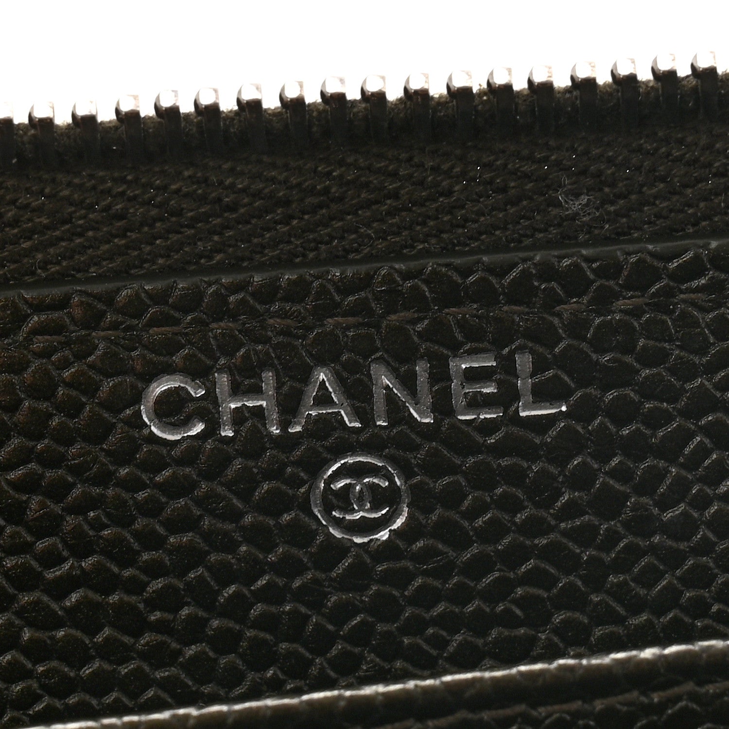 Chanel Metallic Caviar Quilted Large Gusset Zip Around Wallet Dark Charcoal 7 of 12