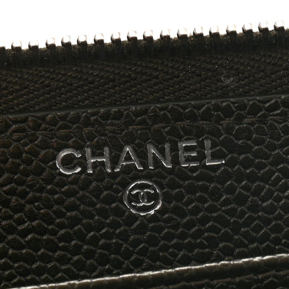 Chanel Metallic Caviar Quilted Large Gusset Zip Around Wallet Dark Charcoal 7 of 12