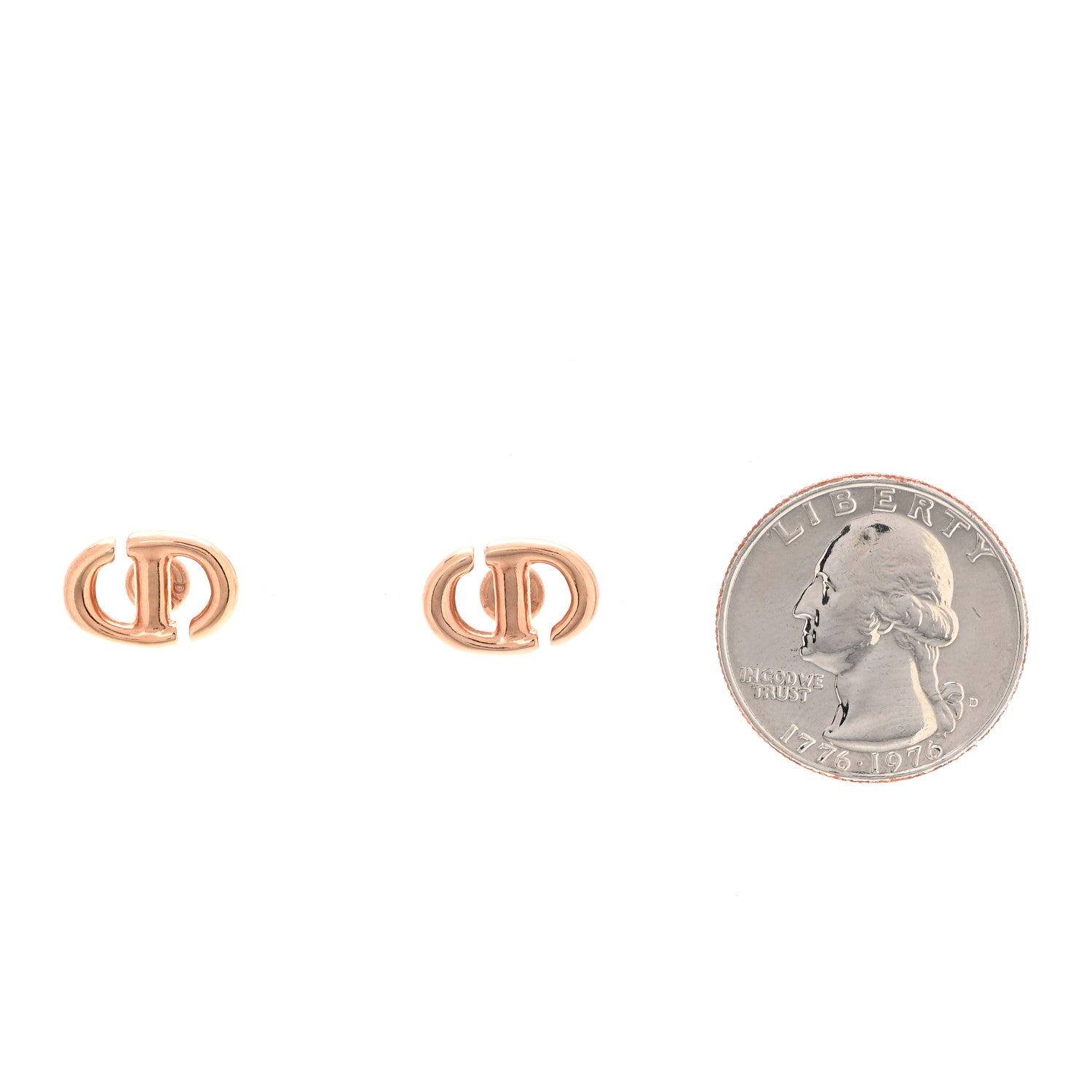 Christian Dior Metal Petit CD Stud Earrings Pink Gold 2 of 5
